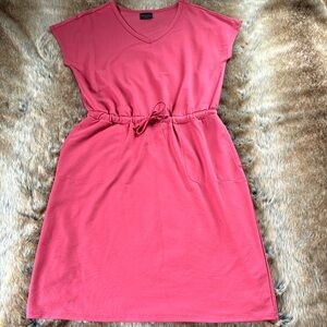 Small Casual Coral Dress With Pockets